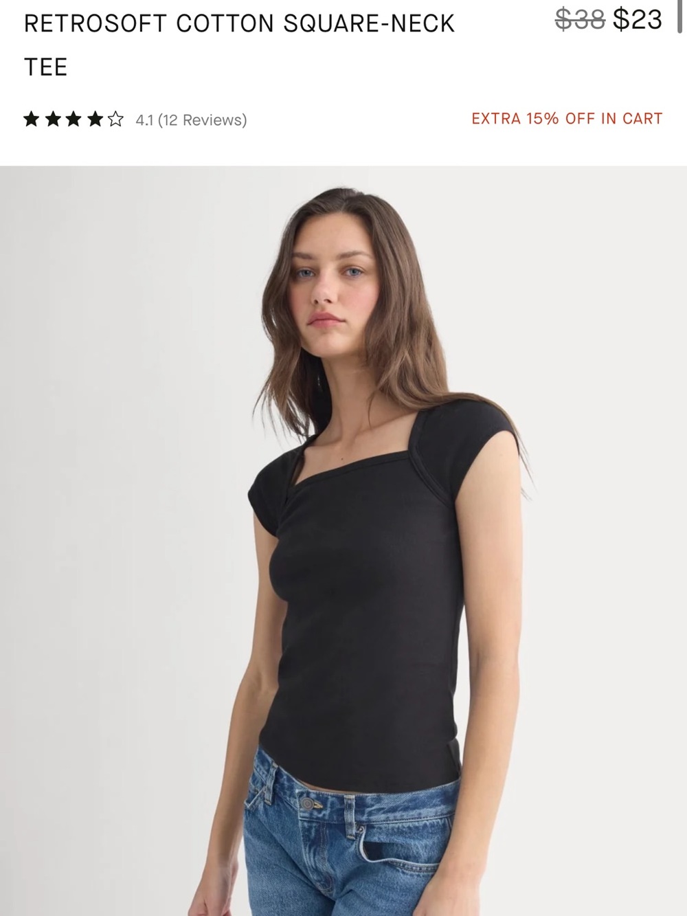 Everlane Black Cap-Sleeve Scoop Neck Top Size M